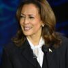 Kamala Harris speaking during the debate, showcasing her leadership and passion for justice.